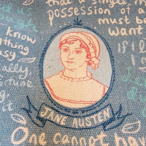 Jane Austen Bag - 9" Canvas Zipper Pouch for Pencils Cosmetics Makeup - Picture 2 of 6